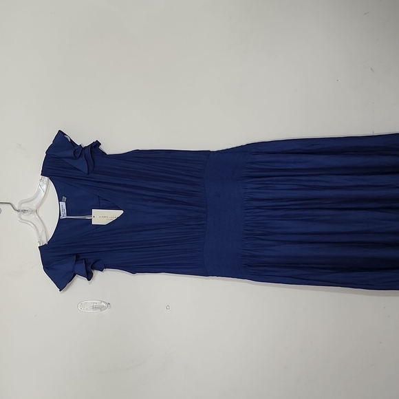 Ramy Brook New York Reina Blue Silky Midi Dress Size L - Picture 2 of 11